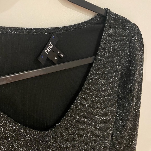 PAIGE Metallic Bodysuit Small Puff Sleeve - Picture 7 of 8